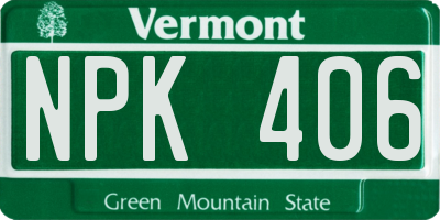 VT license plate NPK406