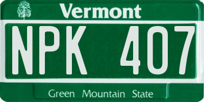 VT license plate NPK407
