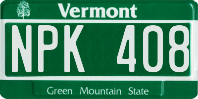 VT license plate NPK408