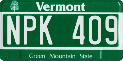 VT license plate NPK409