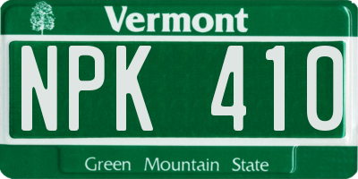 VT license plate NPK410