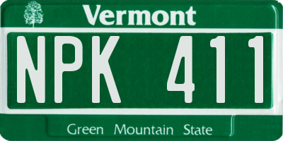 VT license plate NPK411
