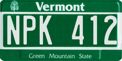 VT license plate NPK412