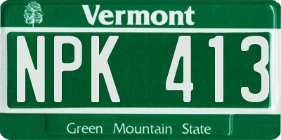 VT license plate NPK413
