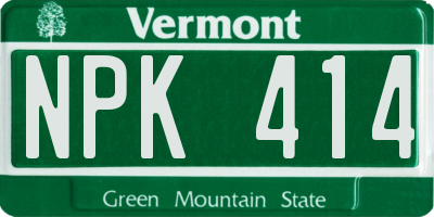 VT license plate NPK414