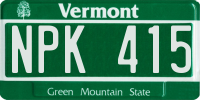 VT license plate NPK415