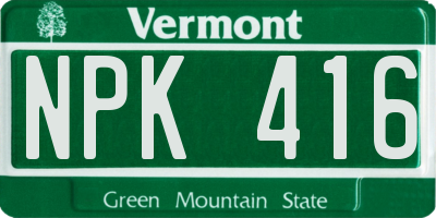 VT license plate NPK416