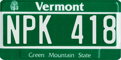 VT license plate NPK418