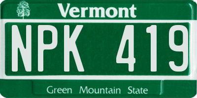 VT license plate NPK419