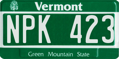 VT license plate NPK423