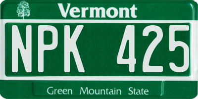 VT license plate NPK425