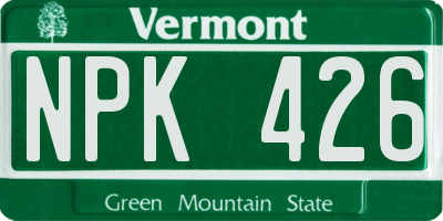 VT license plate NPK426