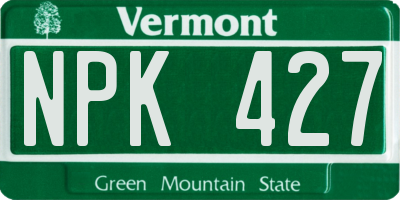 VT license plate NPK427
