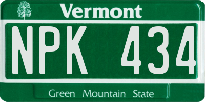 VT license plate NPK434