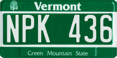 VT license plate NPK436