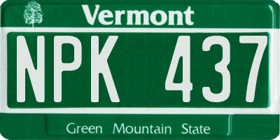 VT license plate NPK437