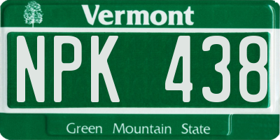 VT license plate NPK438