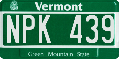 VT license plate NPK439
