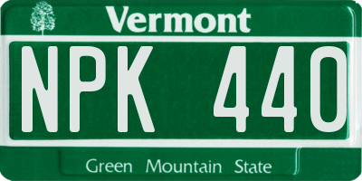 VT license plate NPK440