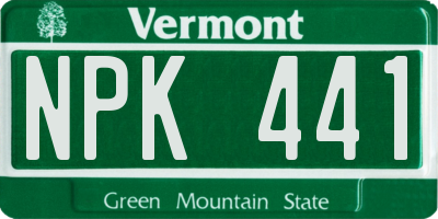 VT license plate NPK441