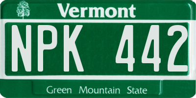 VT license plate NPK442