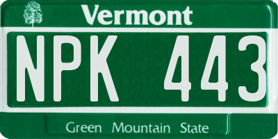 VT license plate NPK443