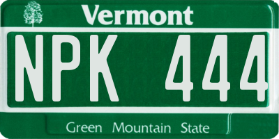 VT license plate NPK444