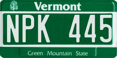 VT license plate NPK445