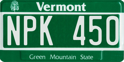 VT license plate NPK450