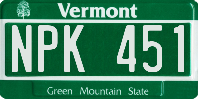VT license plate NPK451