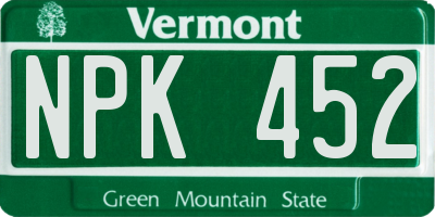 VT license plate NPK452
