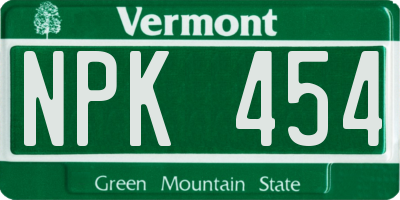 VT license plate NPK454