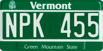 VT license plate NPK455