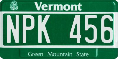 VT license plate NPK456