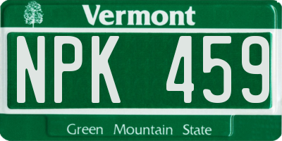VT license plate NPK459
