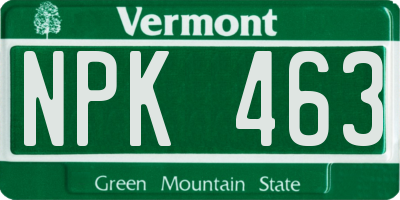 VT license plate NPK463