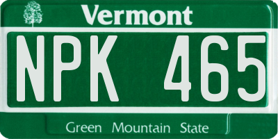 VT license plate NPK465