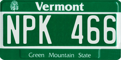 VT license plate NPK466