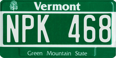 VT license plate NPK468