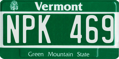 VT license plate NPK469