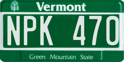 VT license plate NPK470