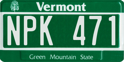 VT license plate NPK471