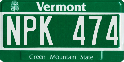 VT license plate NPK474
