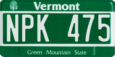 VT license plate NPK475