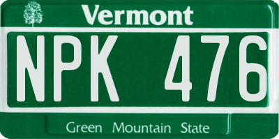 VT license plate NPK476