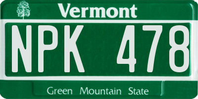 VT license plate NPK478