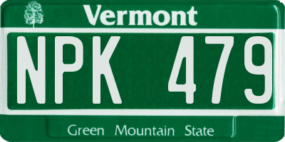 VT license plate NPK479