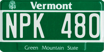 VT license plate NPK480
