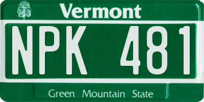 VT license plate NPK481