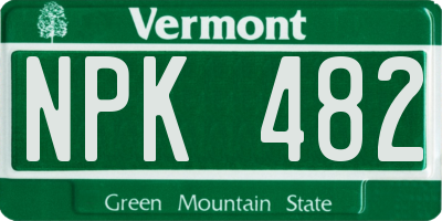VT license plate NPK482